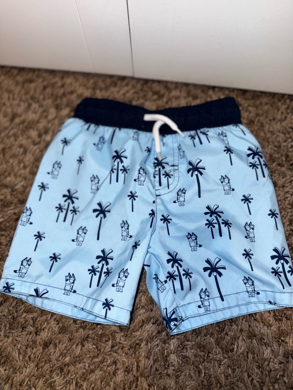 Bluey Kids Light Blue Palm-Print Swim Shorts 3T